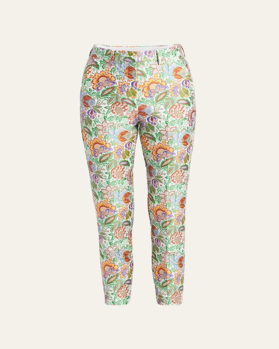 Tree of Life Brocade Cropped Slim Pants